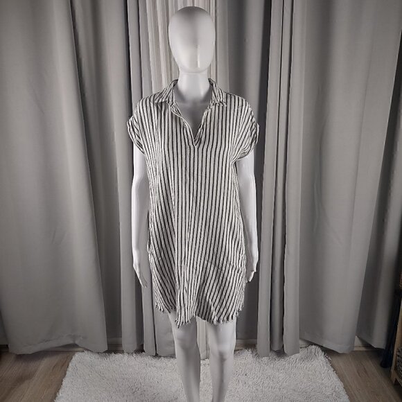 Thread And Supply Linen Blend Fringe Bottom Striped Pullover Dress Size Small - Picture 1 of 11
